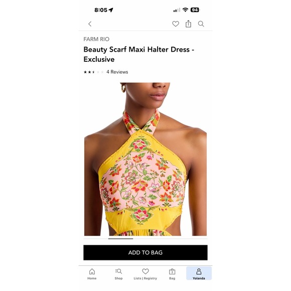 Farm Rio Beauty Dress Scarf Bohemian Maxi Halter Dress Size XL Multicolor - Picture 4 of 8